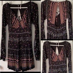Free People long sleeve open back Coryn polka dot dress size 2